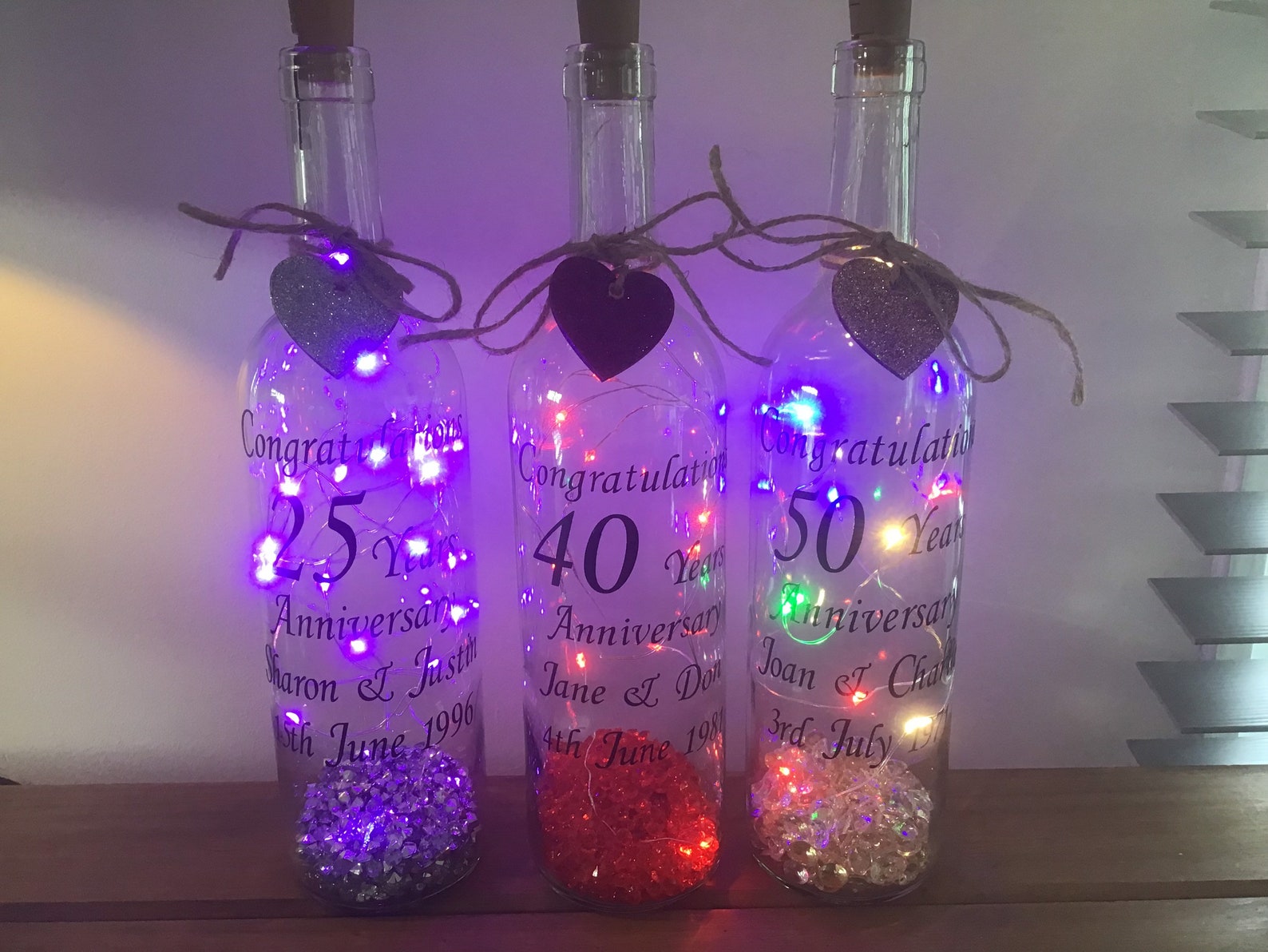 Anniversary Light up Wine Bottle Bottle Light Personalised Etsy Ireland