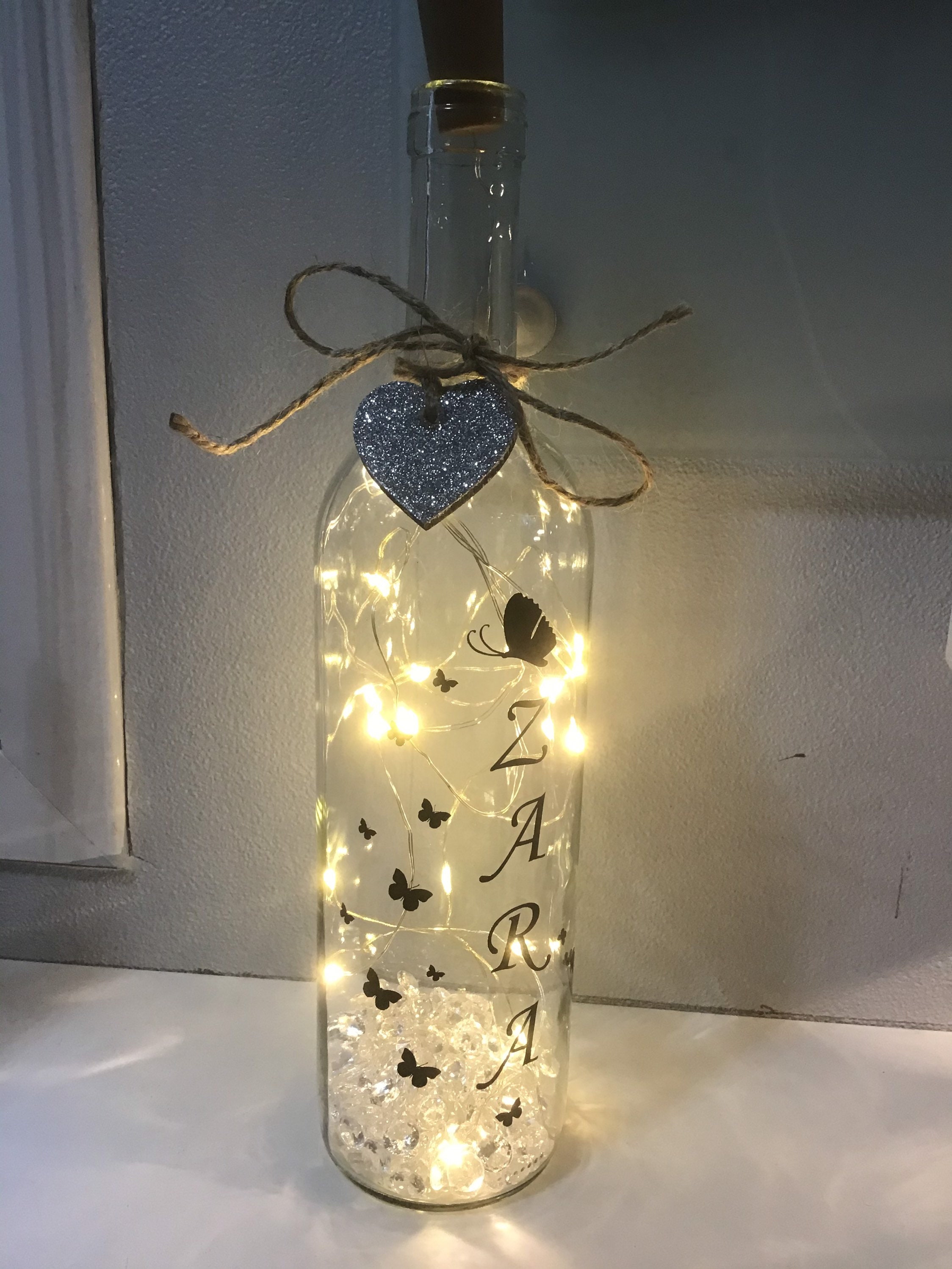 Butterflies personalised light up wine bottle birthday Etsy