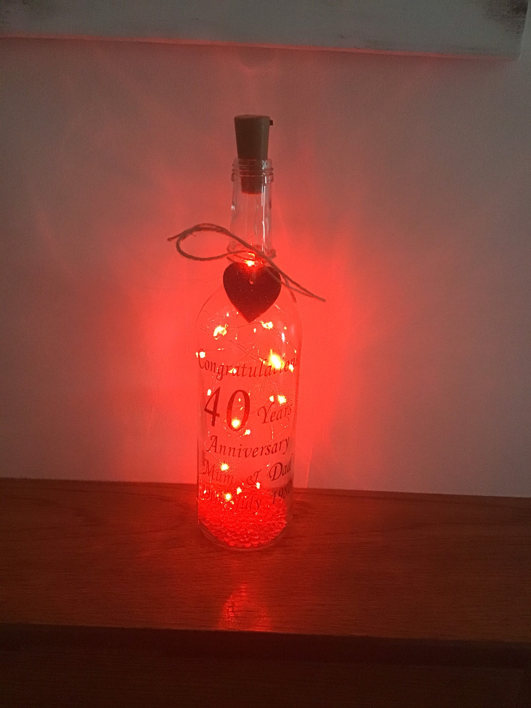 Anniversary Light up Wine Bottle Bottle Light Personalised Etsy UK