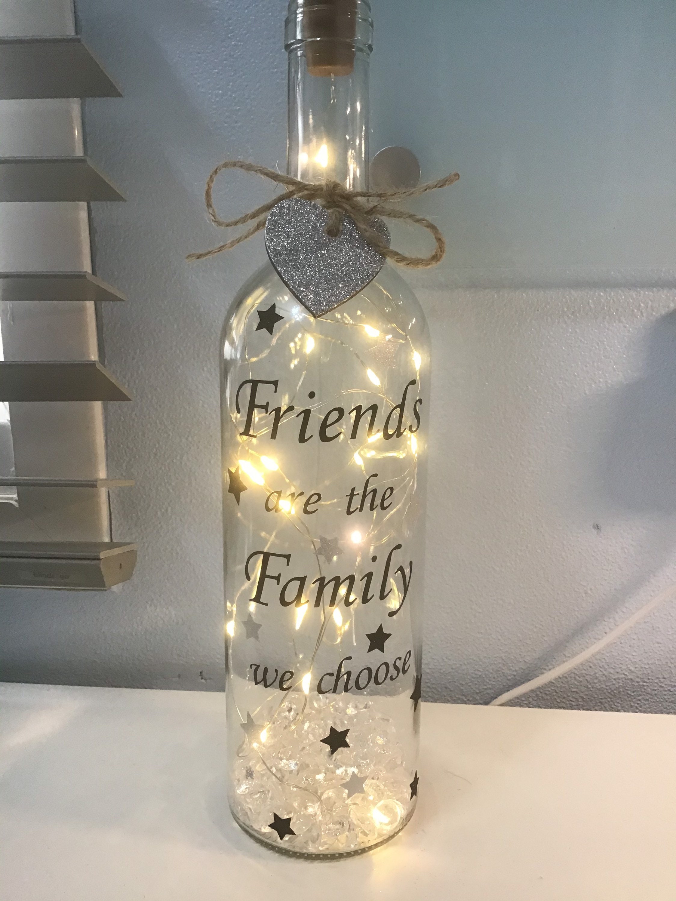Friends are the Family we choose quote light up wine bottle | Etsy