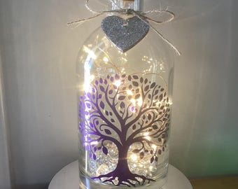 Tree of life light up bottle, bottle lamp with gift messaging service & gift bag