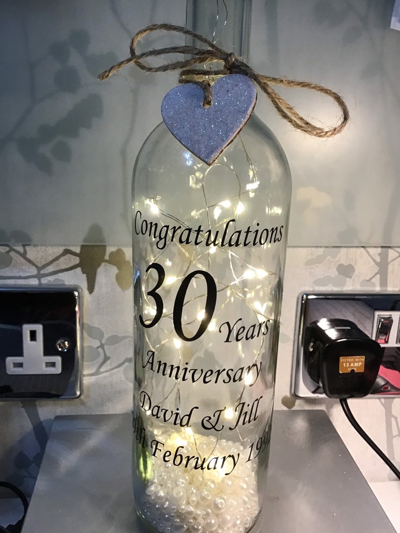 Anniversary Light up Wine Bottle Bottle Light Personalised Etsy UK