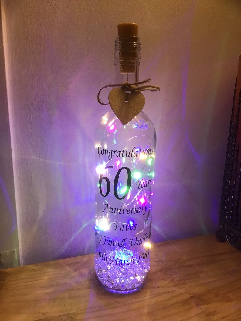 Anniversary Light up Wine Bottle Bottle Light Personalised Etsy UK