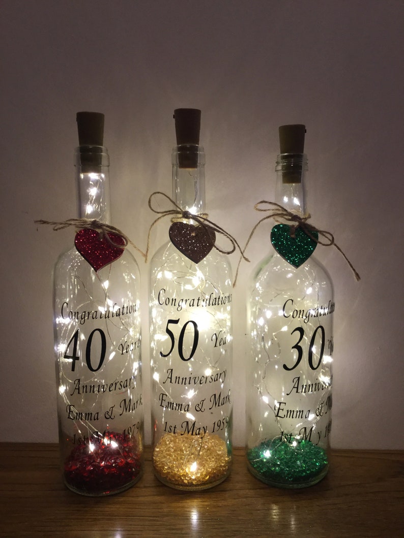 Anniversary Light up Wine Bottle Bottle Light Personalised Etsy Ireland