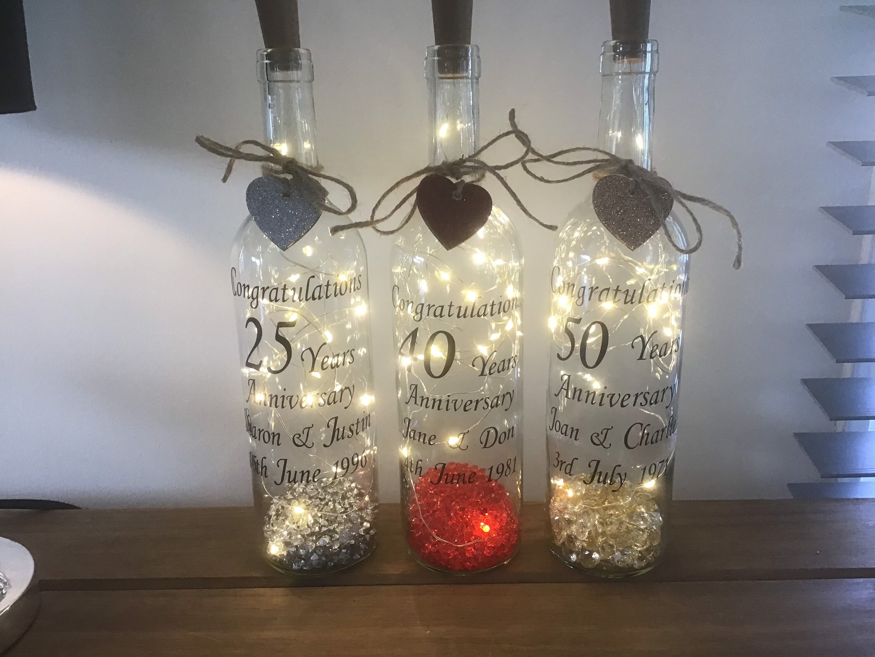 Anniversary Light Up Wine Bottle bottle light Personalised Etsy