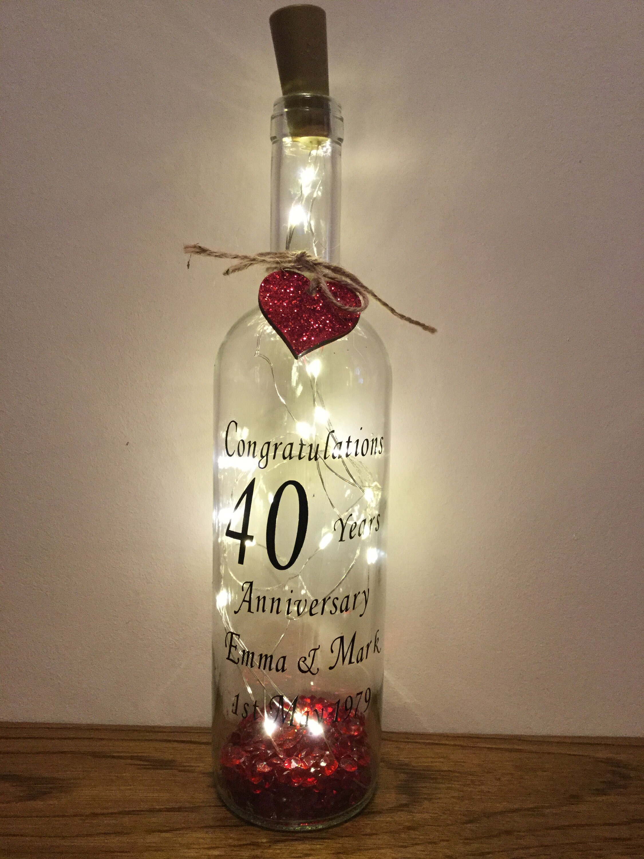Anniversary Light Up Wine Bottle with Quote Etsy