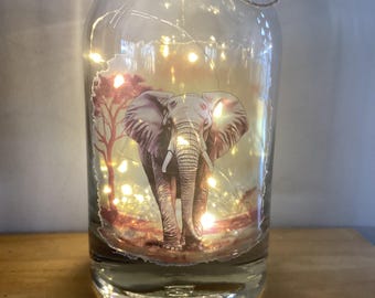 Elephant light up bottle, bottle lamp with  gift messaging service & gift bag
