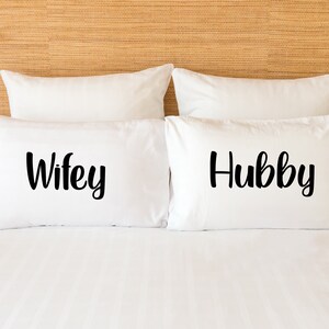 Wifey & Hubby Pillowcases Husband and Wife Pillow Case Set Wedding Gift Bed Pillow Covers Anniversary Gift Gift for Couples