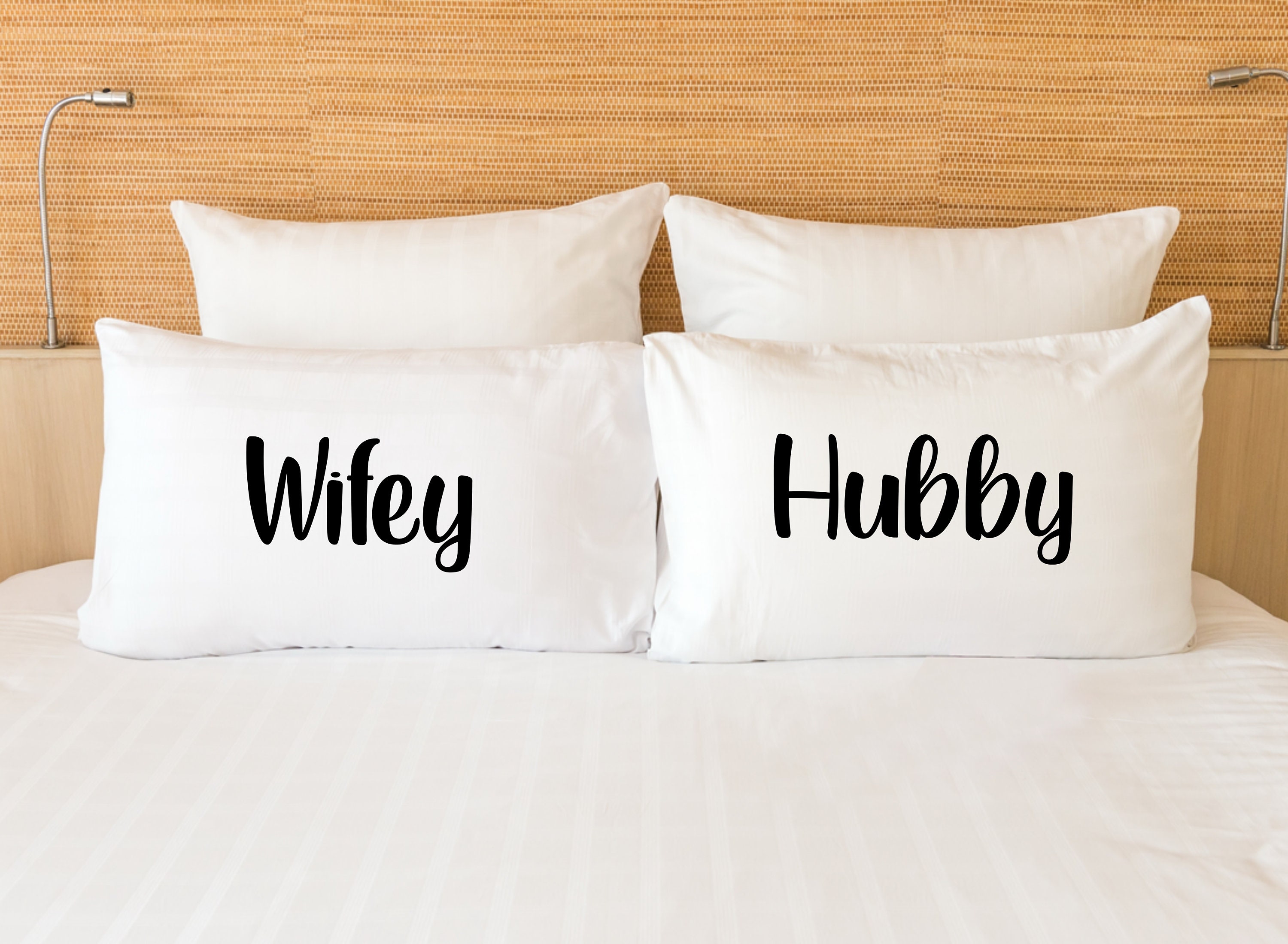 Wifey & Hubby Pillowcases Husband and Wife Pillow Case Set Etsy