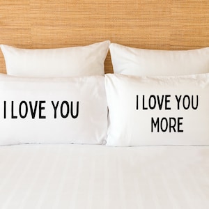 Couples Pillowcases I Love You I Love You More  Pillow Case Set Wedding Gift Bed Pillow Covers Anniversary Gift for Couples