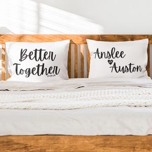 Couples Pillow Case Set of 2 Bed Pillow Covers Anniversary Gift for Couples Personalized Wedding Gift for Bridal Shower Bedding Pillowcase