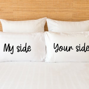 Funny Couples Pillowcases My Side Your Side Pillow Case Set Wedding Gift Bed Pillow Covers Anniversary Gift Gift for Couples