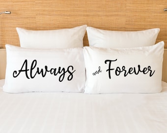 Couple Pillowcase Set Pillow Cover for Anniversary Pillow Case Always and Forever Bed Pillow Cover Gift for Couple Wedding Shower Gift