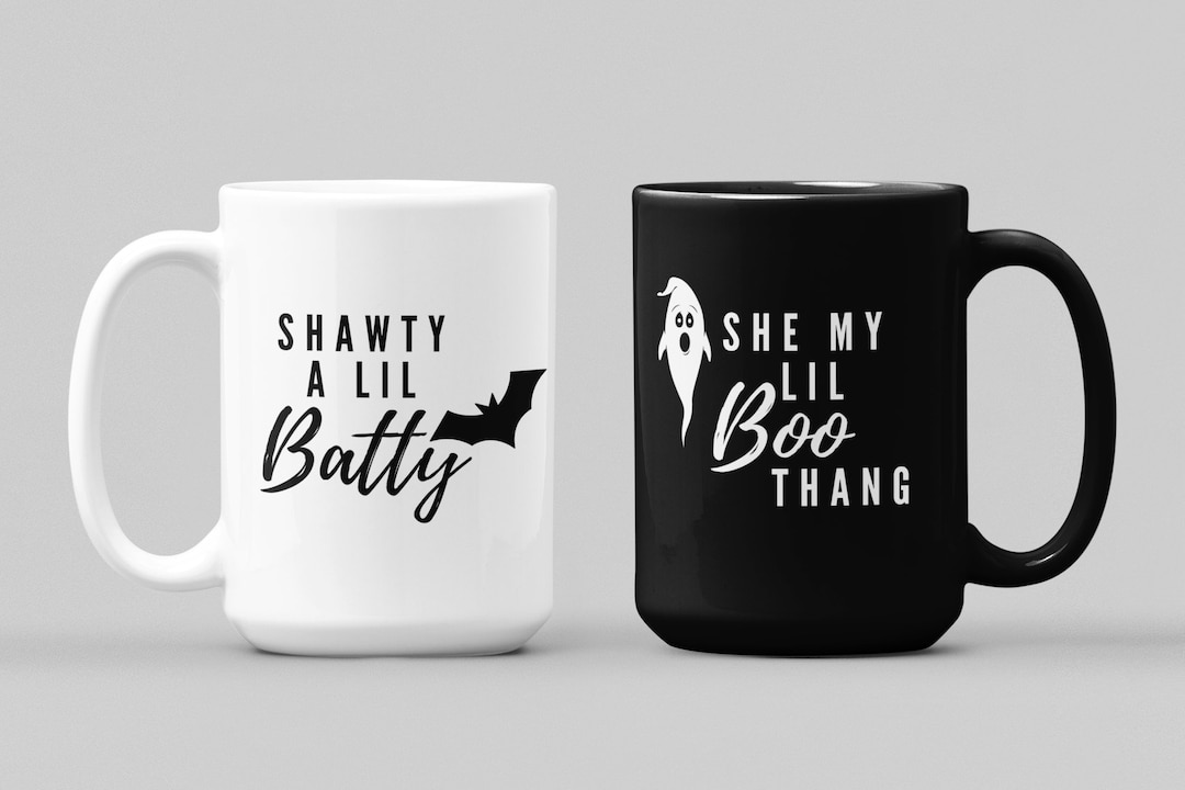 Shawty A Lil Batty She My Lil Boo Thang Halloween Couples Mugs Funny ...