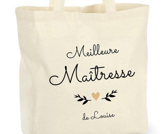 Cabas Maîtresse / cadeau maitresse / tote bag maitresse / cadeau fin d'année / cadeau Nounou / cadeau Atsem / maitresse