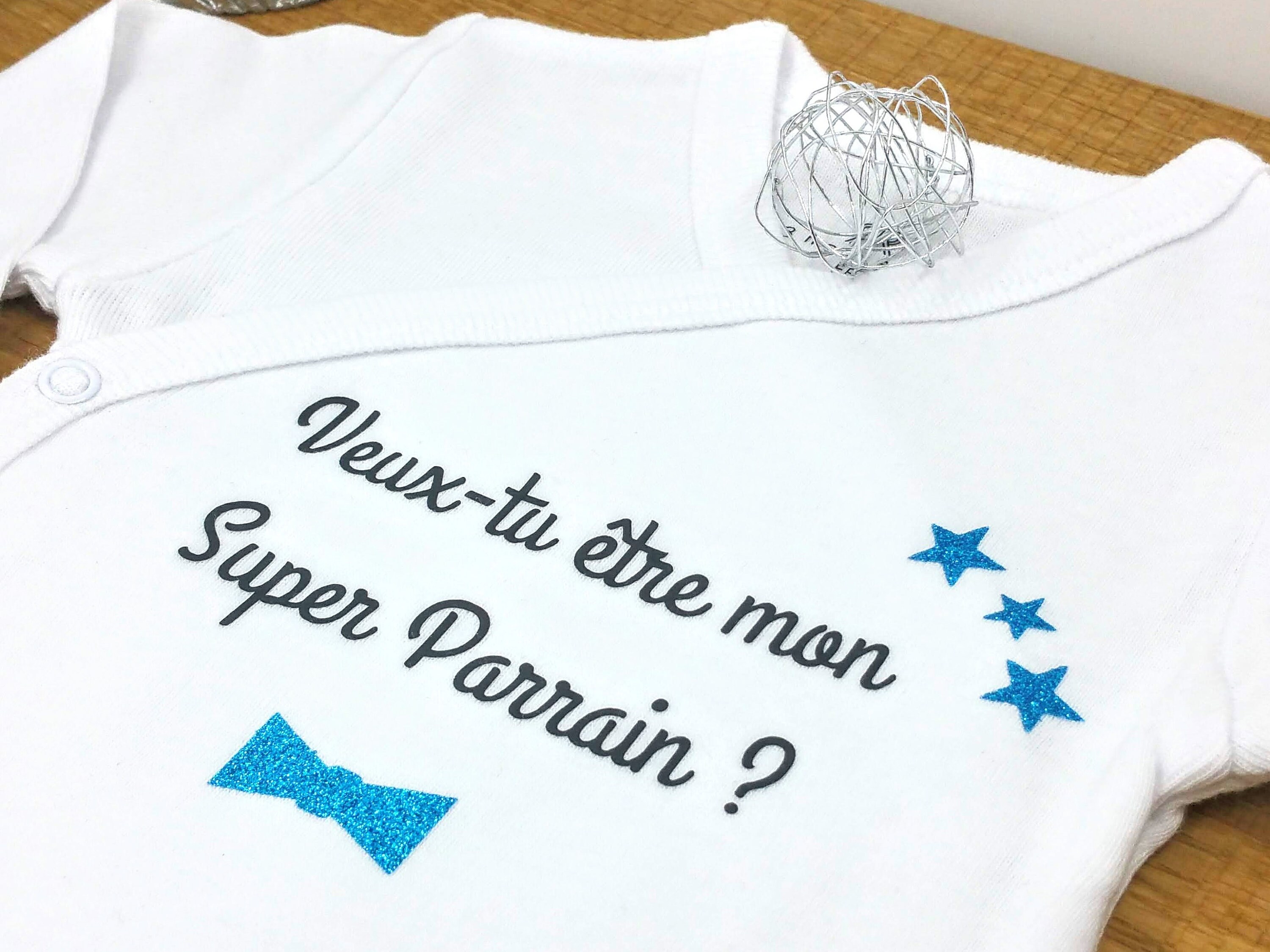 Body Bébé "Super Parrain" - Message Personnalisé Avec Mains | Taille Unique, Manches Variables | Cadeau Grossesse