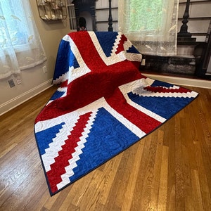 Blue, Red, White, Union Jack- Pixelated Quilt Pattern (Digital Download)
