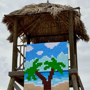 Paradise Squares - Beach Pixelated Quilt Pattern - (Digital Download)