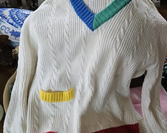 Vintage 1970s/80s Women's Colorblock Sweater