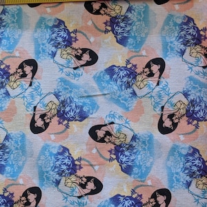 Licensed Disney Mulan Fabric/ Watercolor/ Woman Warrior / 100% Cotton/ Fabric cut to size/ Perfect for Sewing projects and masks