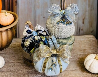 Handmade Victorian Lace Pumpkins, Shabby Chic Fall Decor