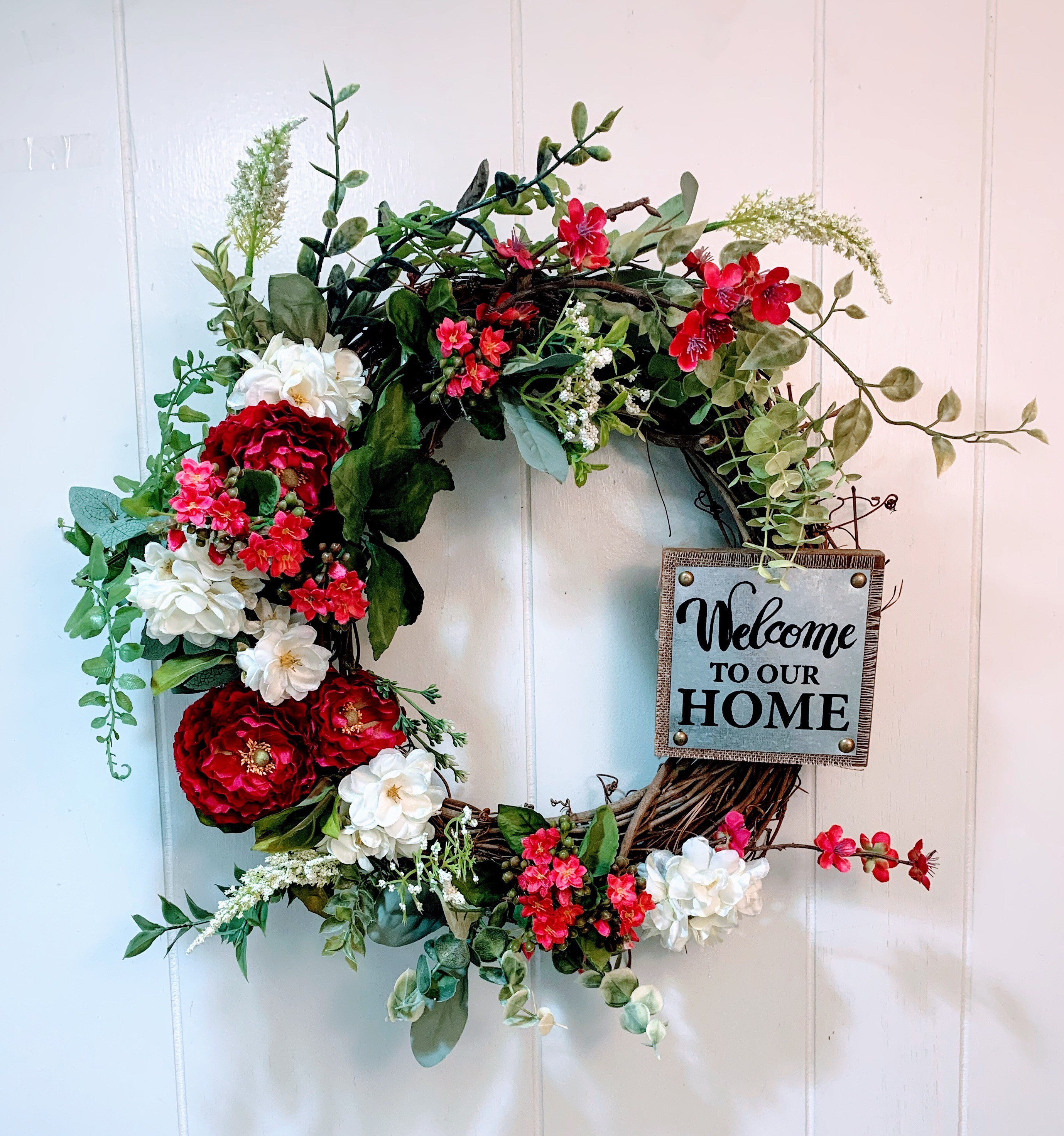 Eucalyptus Mini Wreath/Mini Wreath/Wreath/Year Round Wreath/Wreath with  Bow/Wreath with Roses/Rustic Wreath/Farmhouse Wreath/Indoor Wreath