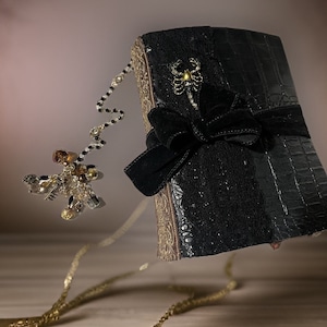 Handmade Grimoire Book of Shadows,  Numerology Reading Bonus, Grungy Goth Witch Junk Journal, Witchy Journal Customizable, Gothy