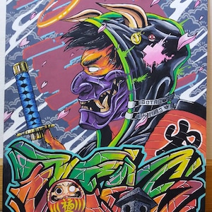 Urban ninja graffiti painting
