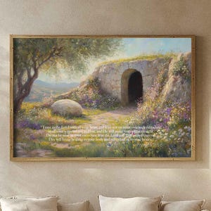 He is Risen, The Tomb is Empty, Jesus Christ Art, Christian Art Printable, Easter Wall Decor, Living Room Art, Spring Art, Digital Download