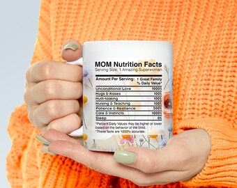 Cool Moms Club Mug, Mom Nutrition Facts, Flower Garden Lover, Gift For Mom, Botanical, Spring Floral Nature, Mothers Day Mug, Flower Mug