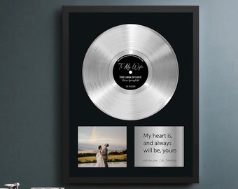 Custom Vinyl Record, personalized music plaque, 5th anniversary gift for him, 25th anniversary gifts for husband, best gifts for him