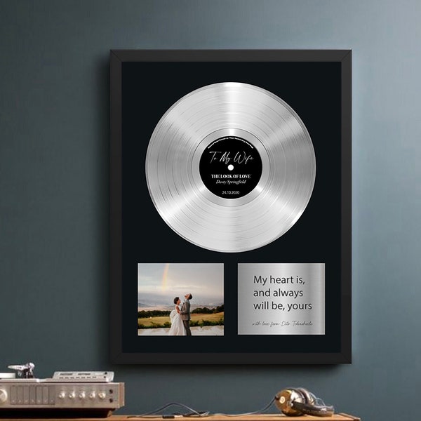 Custom Vinyl Record, personalized music plaque, 5th anniversary gift for him, 25th anniversary gifts for husband, best gifts for him