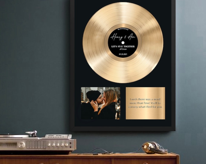 Custom Vinyl Record Anniversary Award: Personalized Photo Print for Husband or Boyfriend, Fathers Day Gift, Dad Gifts from Wife
