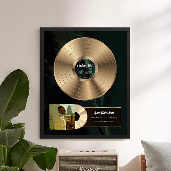 Placa personalizada, placa personalizada, placa de registro de vinilo, premio de cartel enmarcado, vinilo personalizado, regalo de música, placa de música personalizada