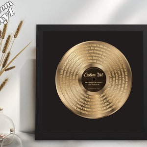 Golden Birthday Gift Idea - Personalized Vinyl Record Framed Print with Custom Song Lyrics - Perfect Best Friend Gift or Gift for Friend