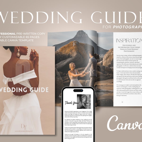 Wedding Photography Welcome Guide, Wedding Photographer Template, Client guide for photographers, Wedding Session, Canva Editable Template