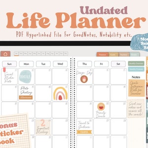 All-in-One Digital Planner, Undated Life Digital Planner, Digital Journal, Digital Goodnotes Template, Weekly, Daily Planner, Notability