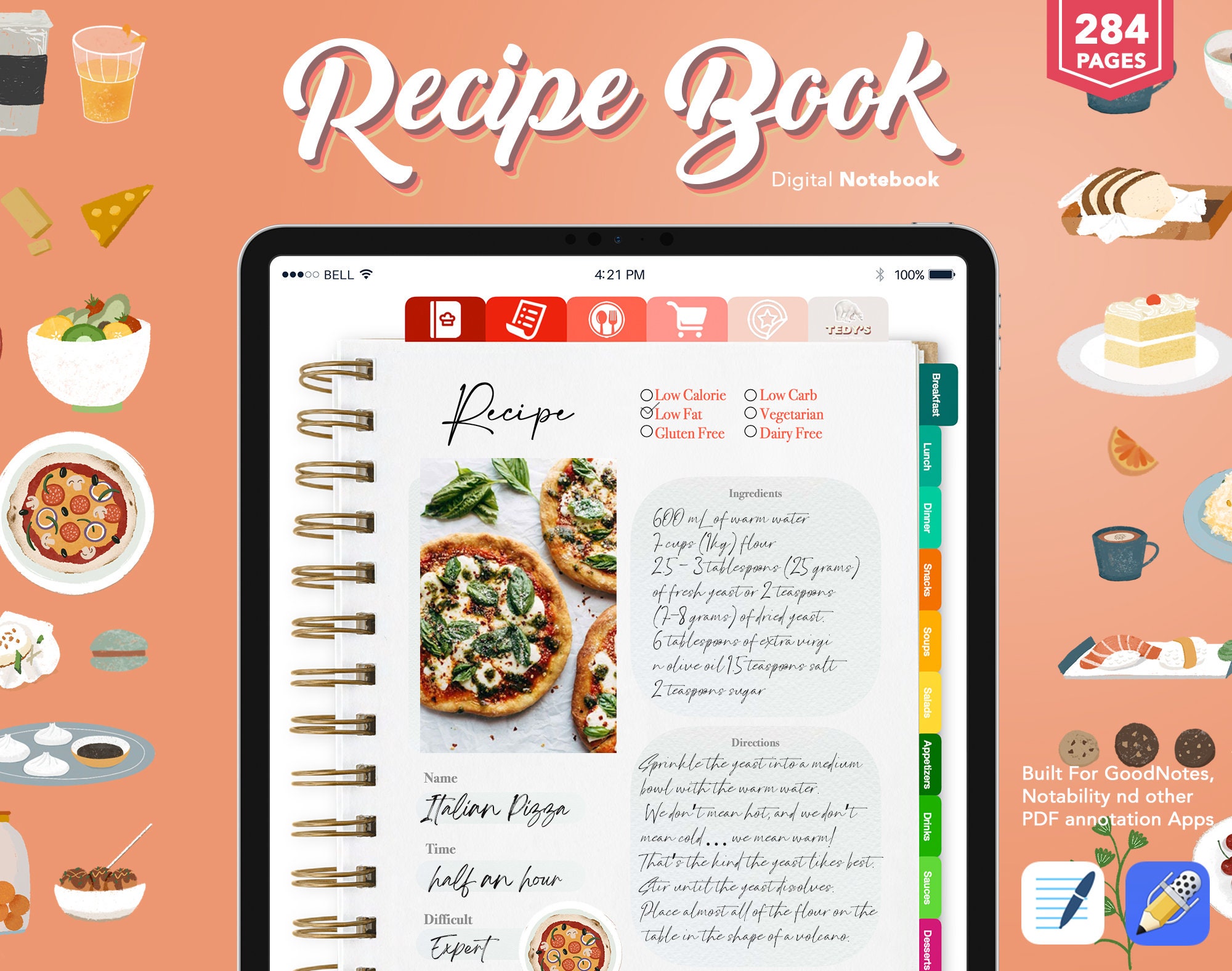 Digital Recipe Book Goodnotes Hyperlinked Goodnotes Planner Etsy Digital Recipe Book Goodnotes Hyperlinked Goodnotes Planner Etsy