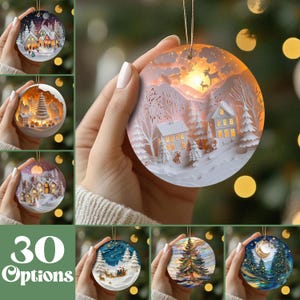 Christmas 2024 Ornament, Christmas Decoration, Holiday Gift Idea, Heirloom Keepsake, Round Ceramic, Gift Exchange, Gift Idea, Xmas Tree