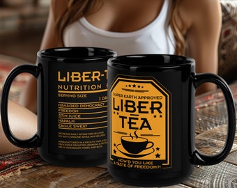 Tasse Helldivers 2 Liber-Tea, tasse matinale de Liber-Tea, Helldivers Taste Democracy, tasse noire (11 oz, 15 oz)