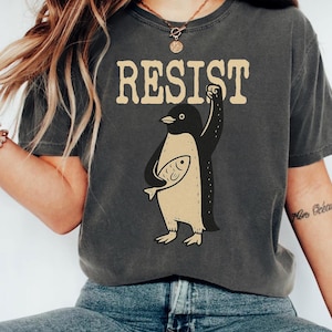 Penguins Resist Shirt, Flippers Up T-shirt, Heard Island Shirt, Penguins Against Tariffs Tee, Subtle FDT Resistance, Protest Penguins Tshirt