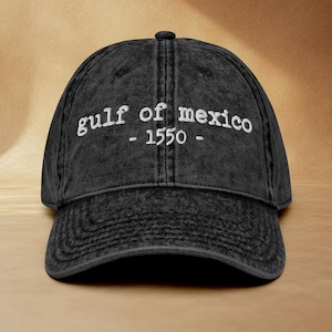 Gorra de papá con bordado del Golfo de México, año 1550, gorra de la Costa del Golfo, obsequio liberal, Costa del Golfo, gorra retro del Golfo de México 1550