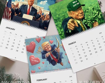 Kerstcadeau Trump 2026 wandkalender: grappig kalendercadeau voor MAGA-fan, cadeau witte olifant, geheime kerstman