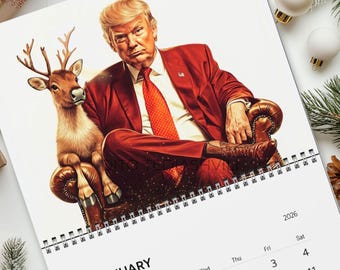 Trump 2026 wandkalender, grappig cadeau, magisch cadeau, leuk cadeau voor hem of haar, politieke humor, patriottisch cadeau, unieke MAGA-decoratie