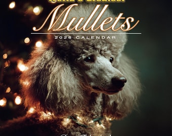 Funny 2026 Wall Calendar, Dog with Mullets, White Elephant Gift for adults, 2026 Monthly Calendar, Gag Gift Co workers, Christmas Humor gift