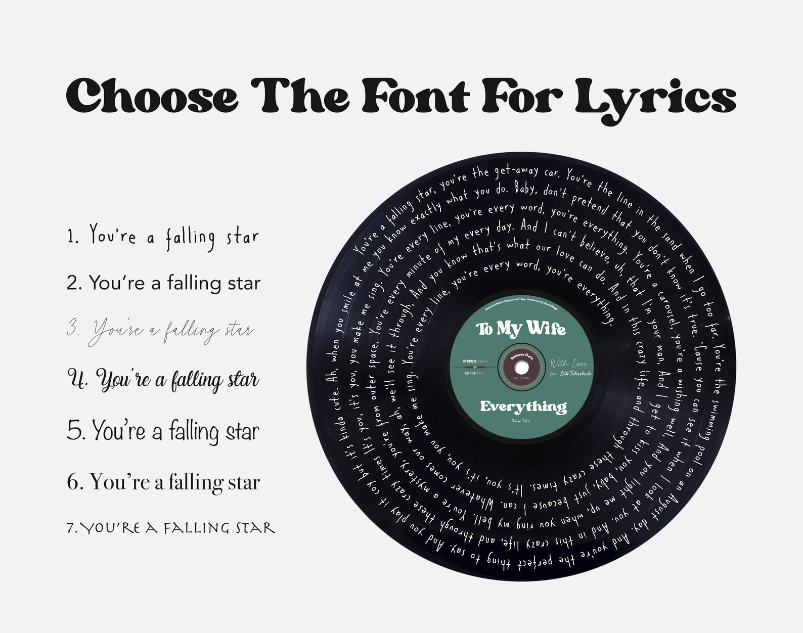Personalized Vinyl Record Any Song Lyrics Personalized Print Etsy