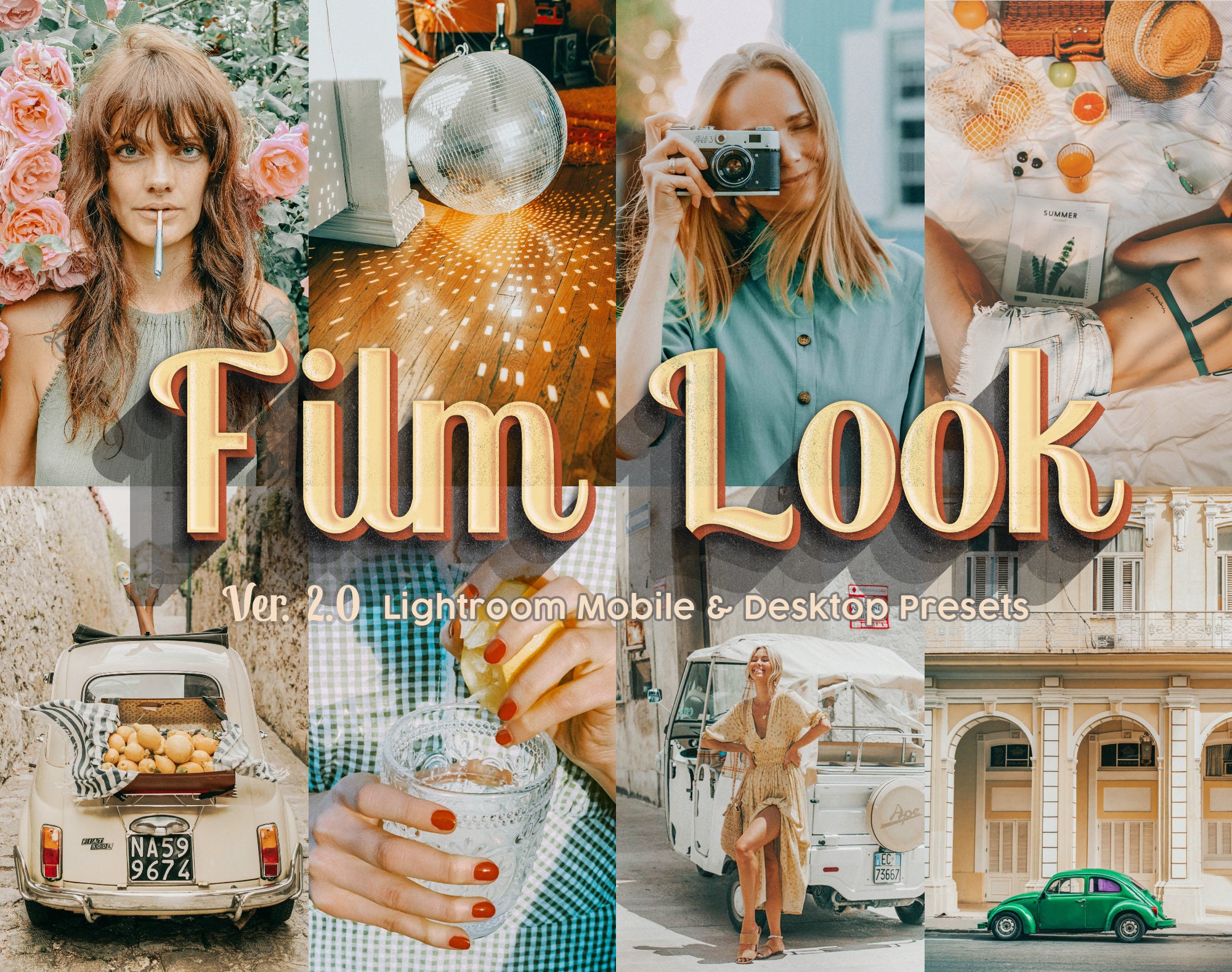 15 Retro Mobile Lightroom Desktop Presets Vintage Filters Etsy