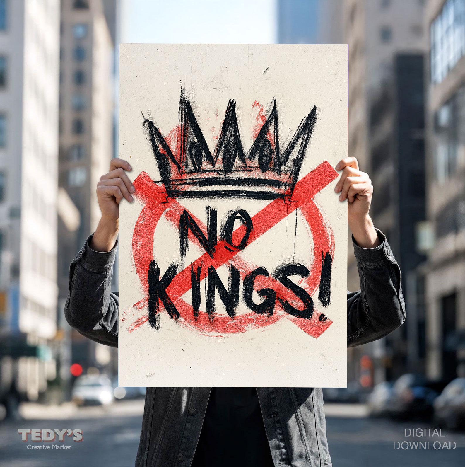 No Kings Day Printable Sign - Political Protest Sign Digital Download ...