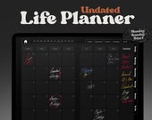 Undated Digital Planner, Dark Mode Digital Planner 2022, Black Paper Planner, Goodnotes Planner, Life Digital Planner, Notability Planner