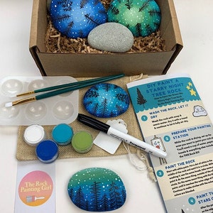 Rock Painting Kit, Craft Box for Adults, Diy Rock Painting Kit, DIY Craft Kit, DIY Gifts, DIY Painting Kit, Starry Night Painting, Art Kit image 1